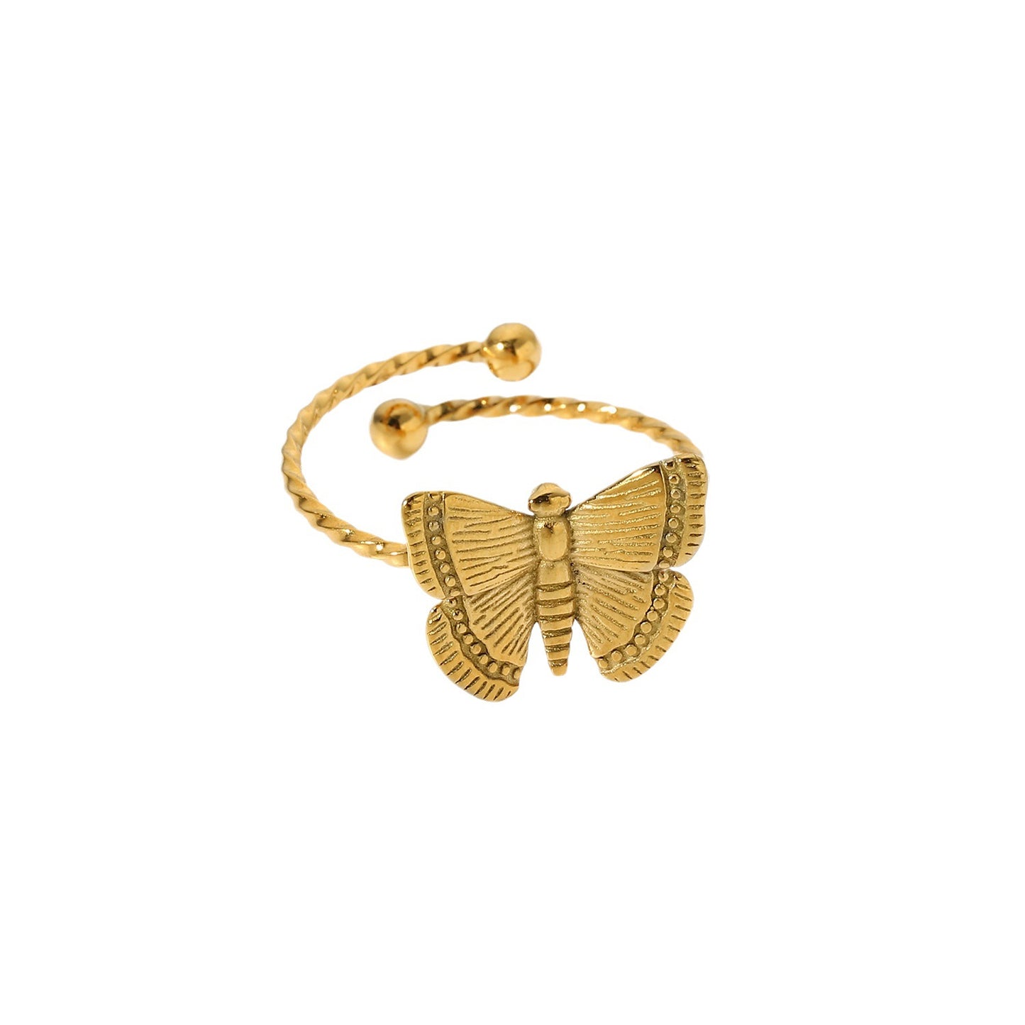 Butterfly Knot Adjustable Open Ring for Women in Stainless Steel with 18K Gold Plating