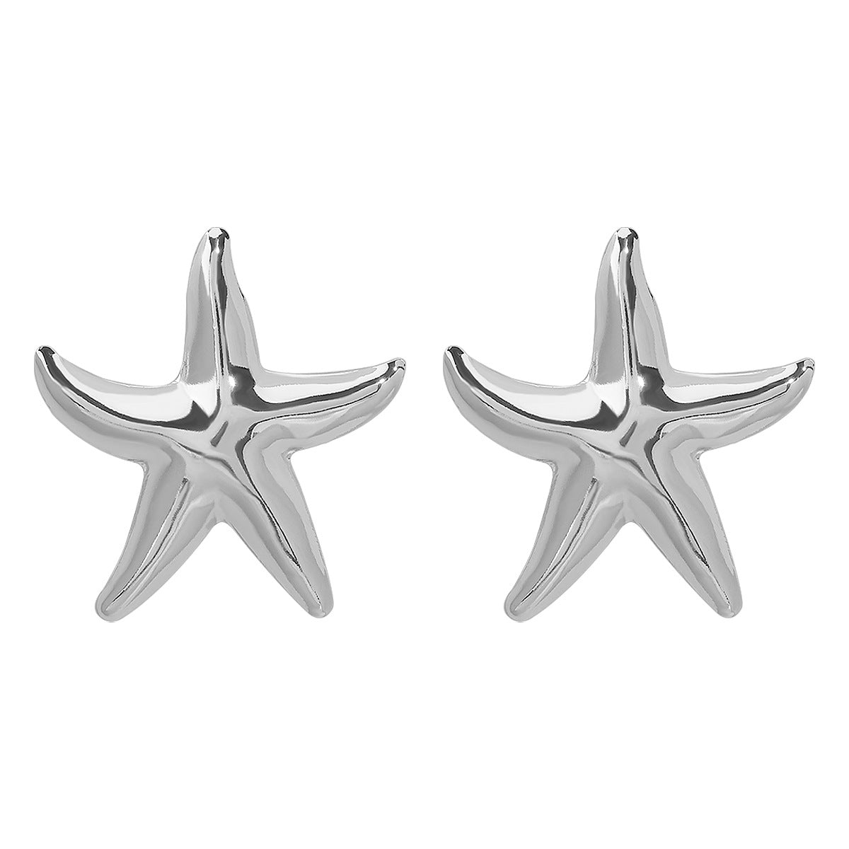 Pendientes minimalistas de aleación con forma de estrella de mar y acabado chapado para mujer. Tachuelas geométricas inspiradas en el océano tropical.