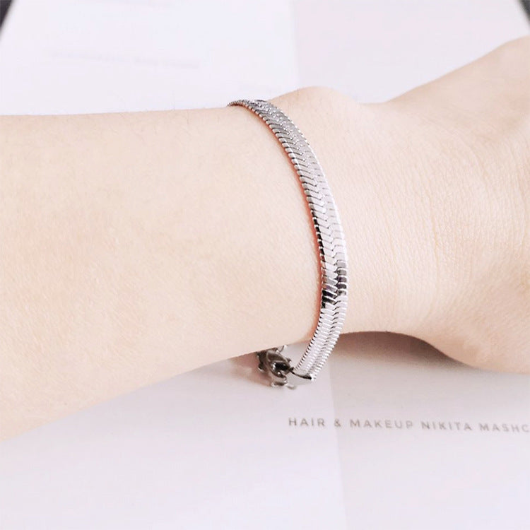 Minimalist Geometric Titanium Steel Anklet for Women with Snake Chain Style