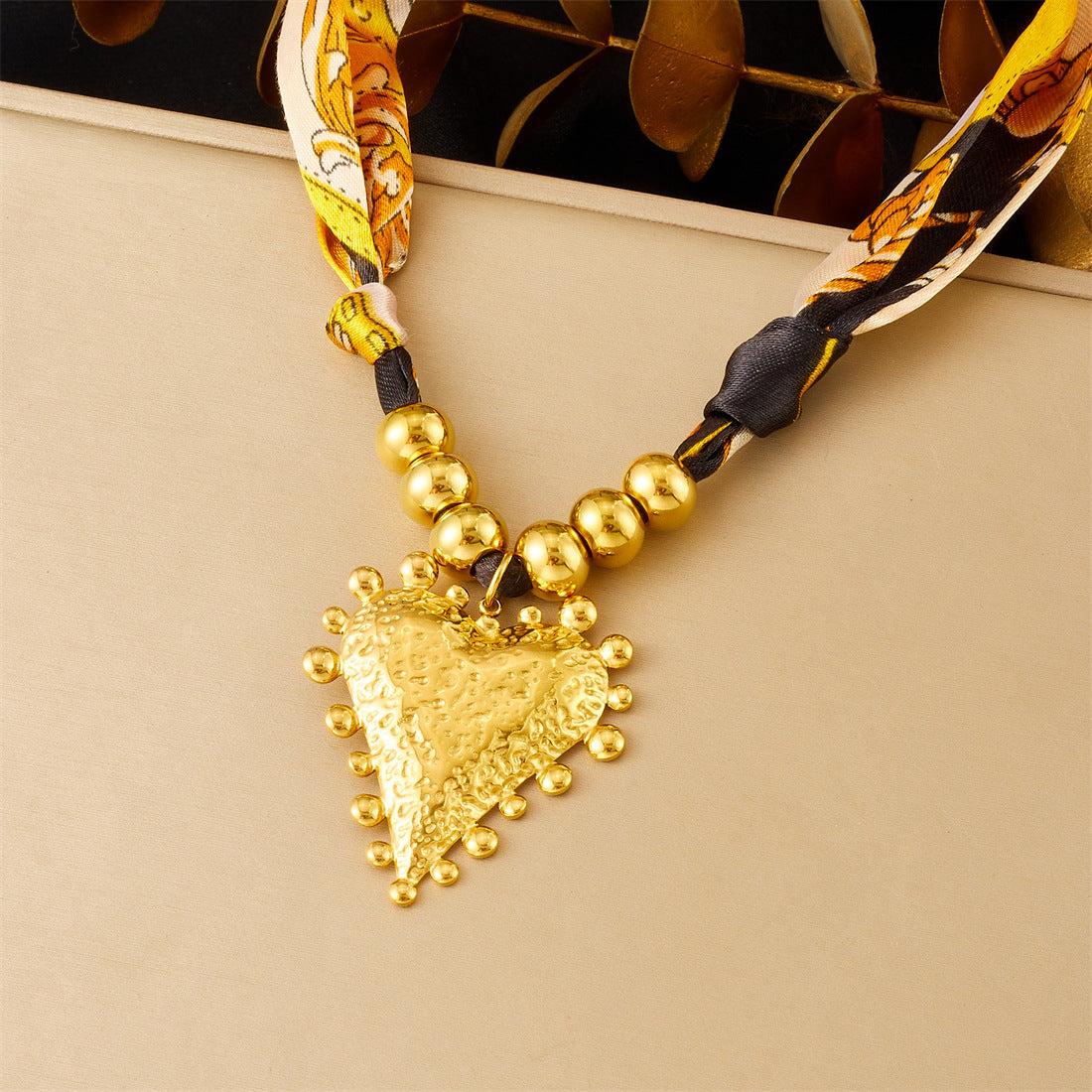 Vintage Gold Plated Stainless Steel Heart Cross Floral Pendant Necklace for Women