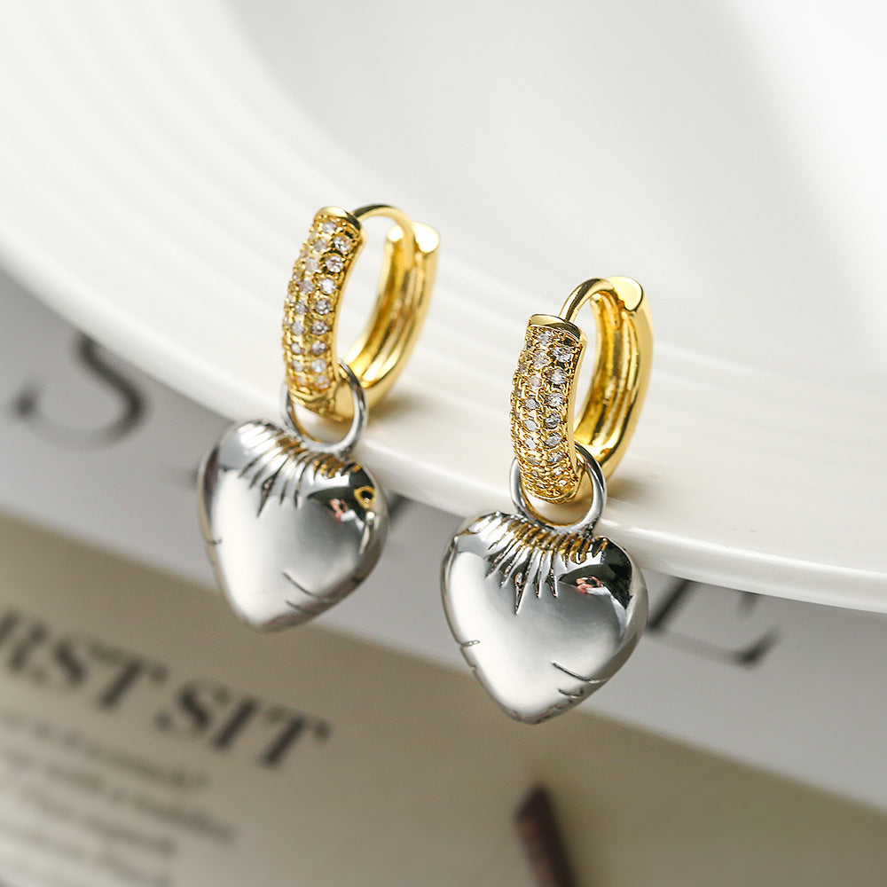 Minimalist Asymmetrical Heart and Star-Shaped Copper Earrings for Women with Geometric Design and Sweet Aesthetic
