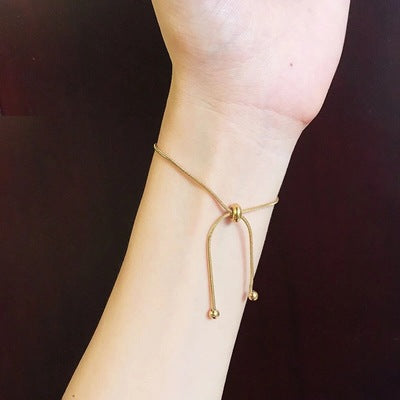 Minimalist Geometric Titanium Steel Adjustable Anklet for Women with Snake Chain Design