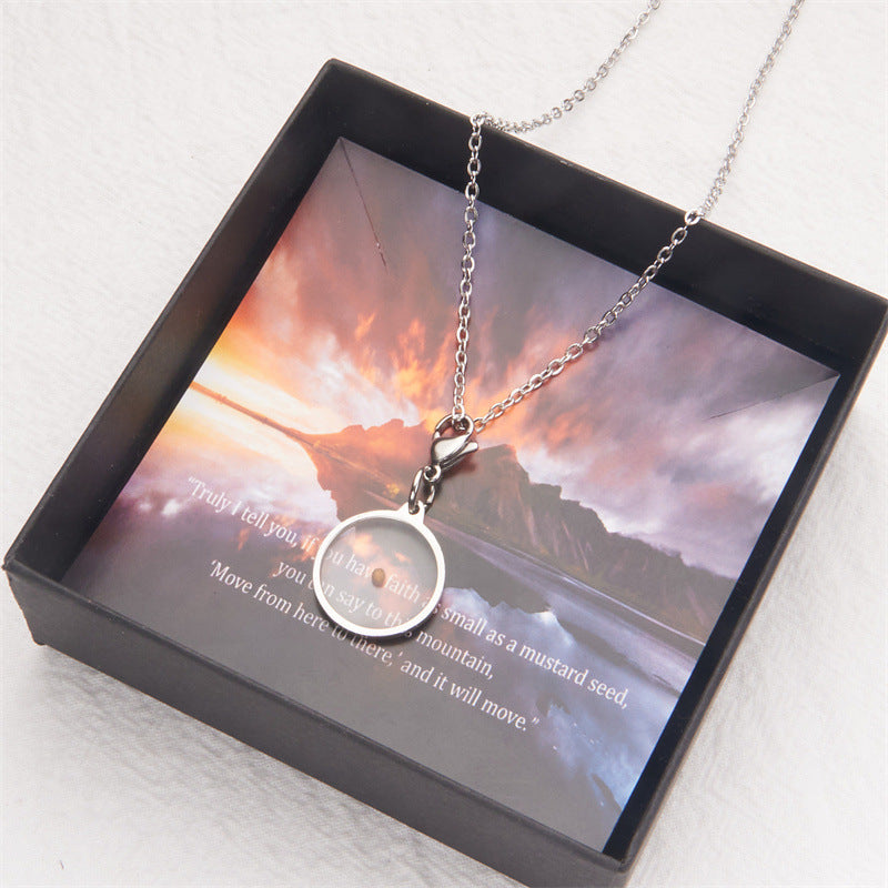 Minimalist Geometric Stainless Steel Necklace with Titanium Steel Pendant on O-Chain for Women