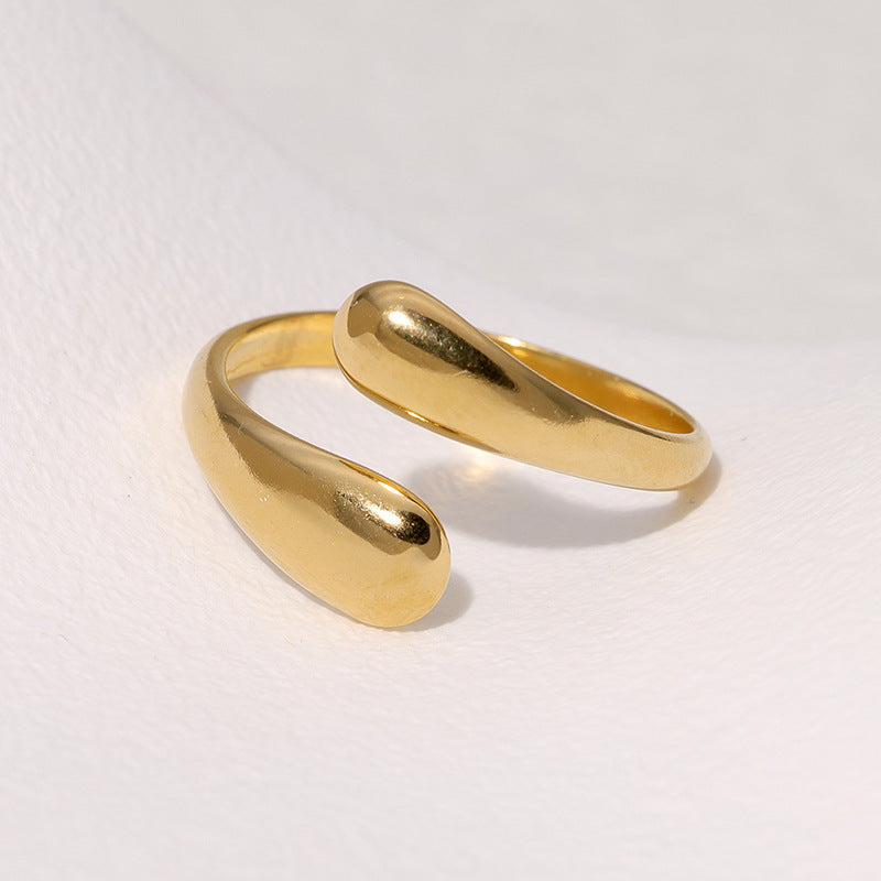Minimalist Geometric Stainless Steel Open Ring for Women with Plated Finish and Clean Line Design