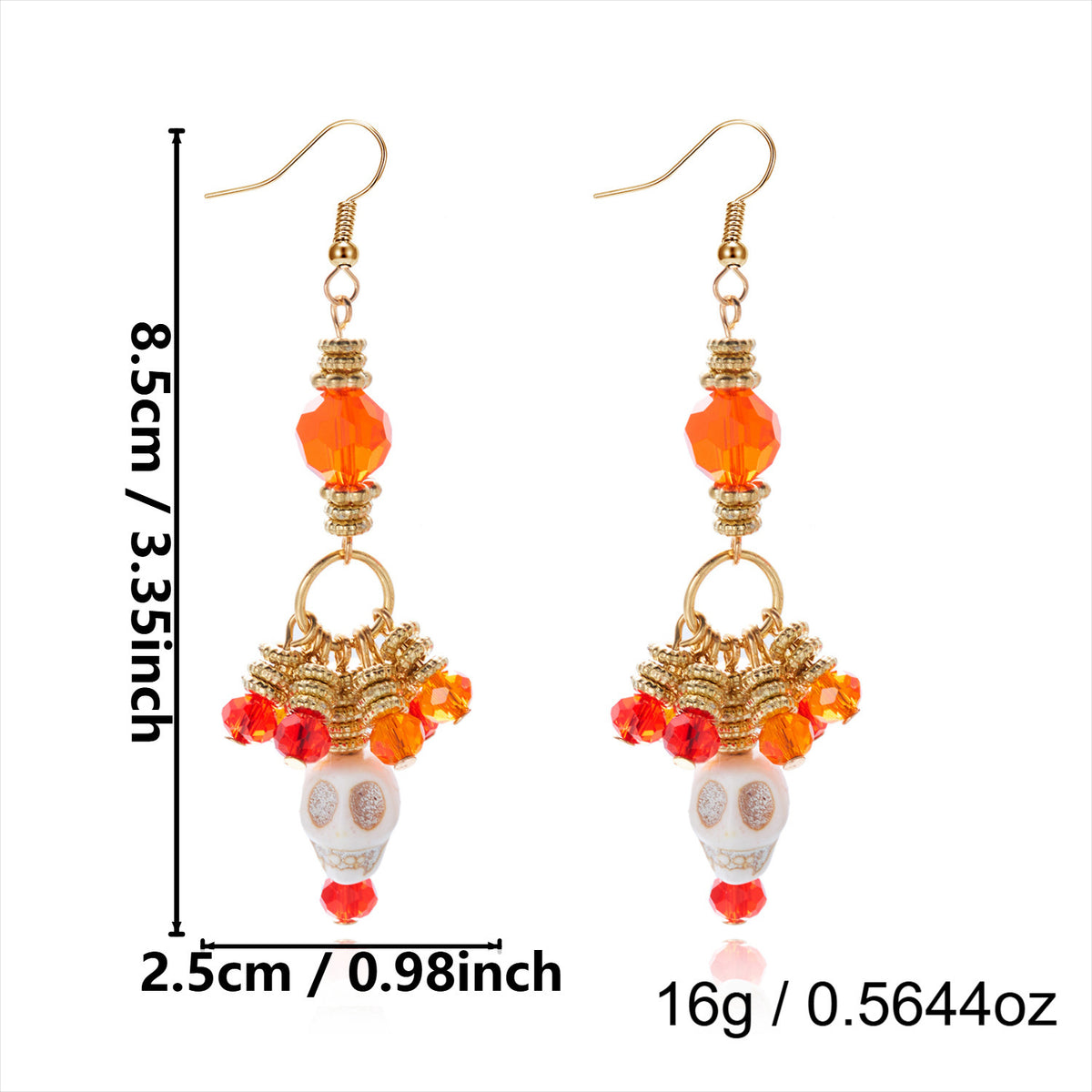 Plated Alloy Skull Tassel Earrings for Women