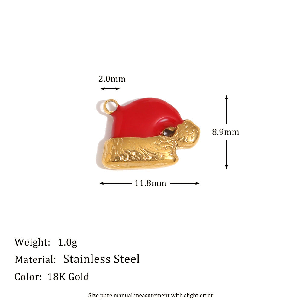 Cute Cartoon Christmas Santa Snowflake Heart Boot Pendant for Women Stainless Steel with 18K Gold Plating