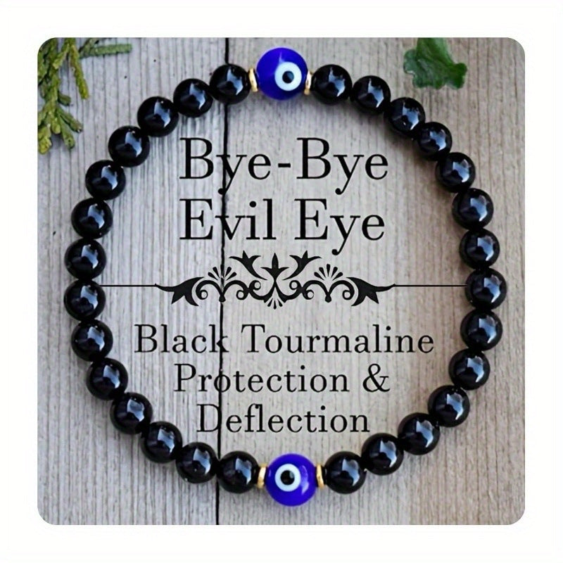 Minimalist Business Round Geometric Agate Crystal Evil Eye Bracelet Unisex Handmade Jewelry