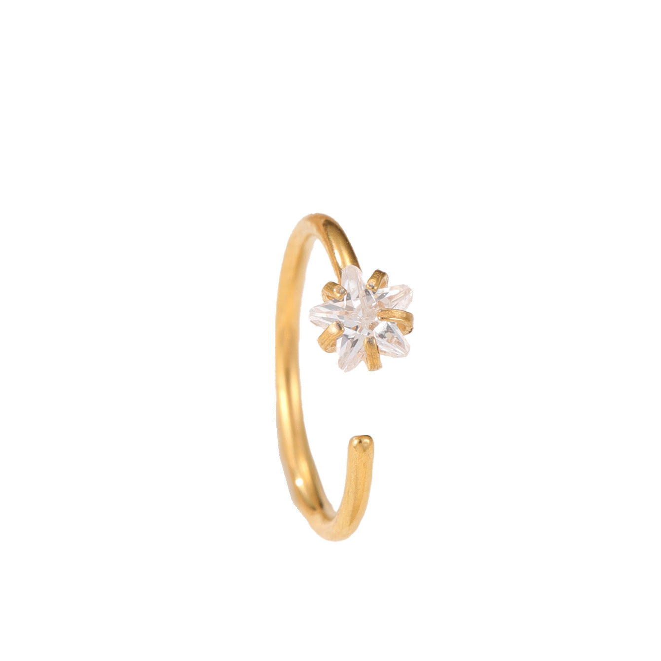 Anillo de nariz en forma de C con incrustaciones de diamantes de imitación para mujer, estilo OL de moda, de cobre