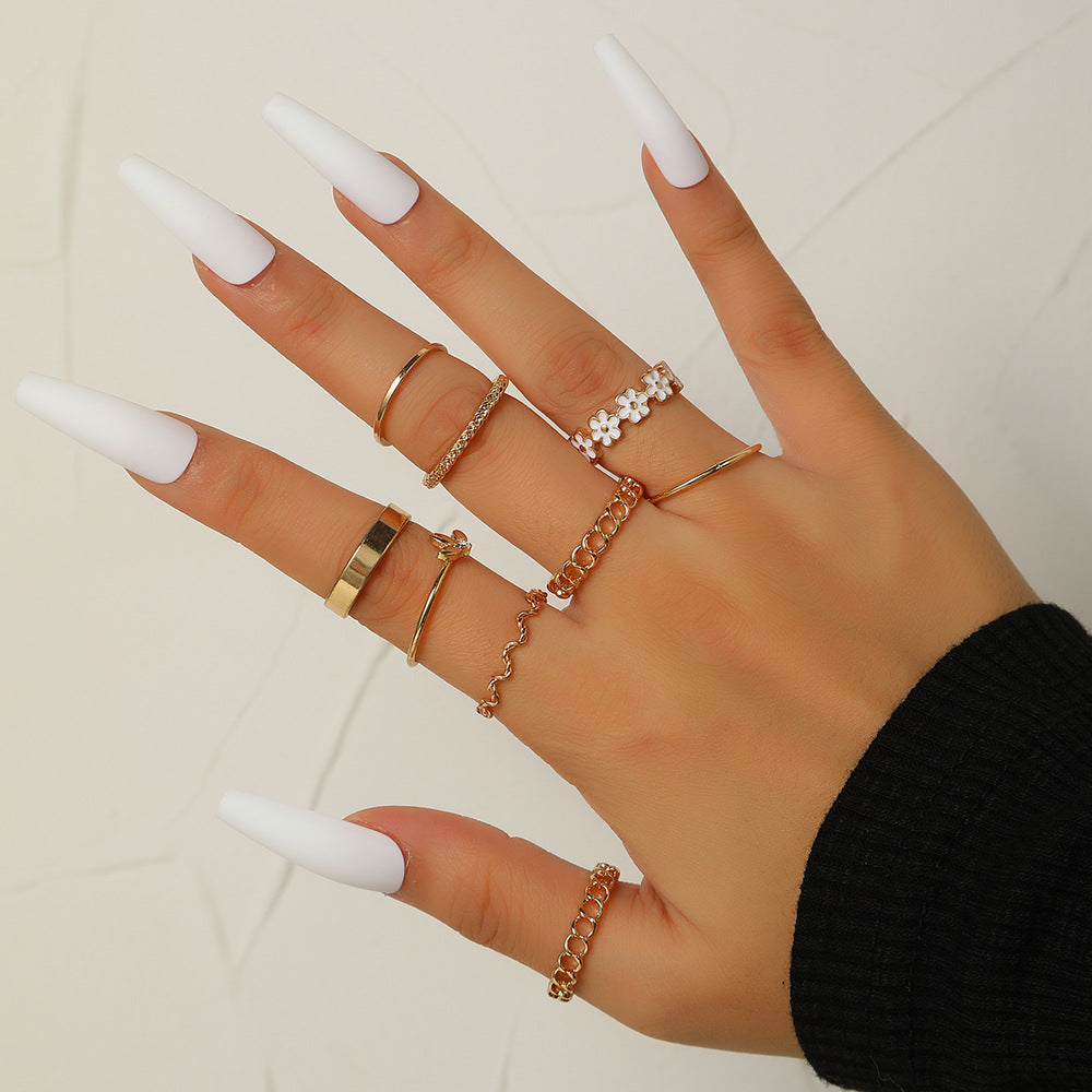 Geometric Butterfly Plated Alloy Ring Set