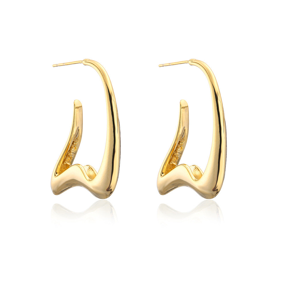 Minimalist Irregular Geometric Earrings for Women in Copper with 18K Gold Plating