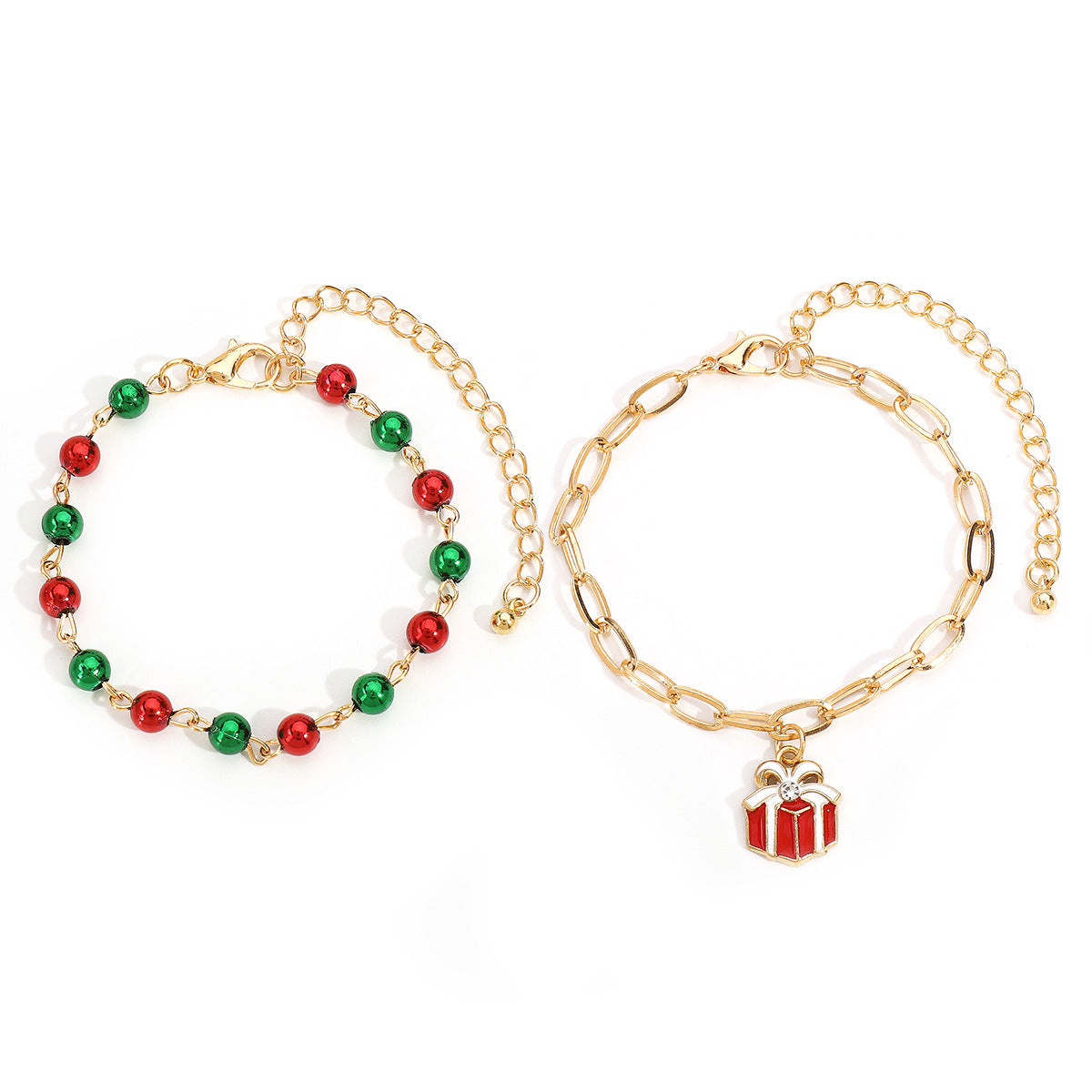 Minimalist Cartoon Character Enamel Pendant Bracelet for Women with Alloy and Imitation Pearl Accents, Festive Christmas Snowflake and Bell Design