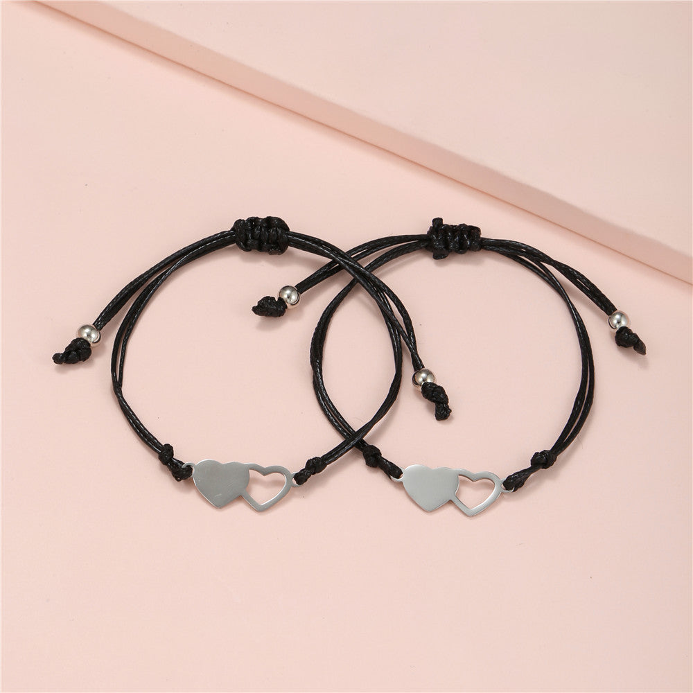 Heart Geometric Titanium Steel Bracelet for Unisex