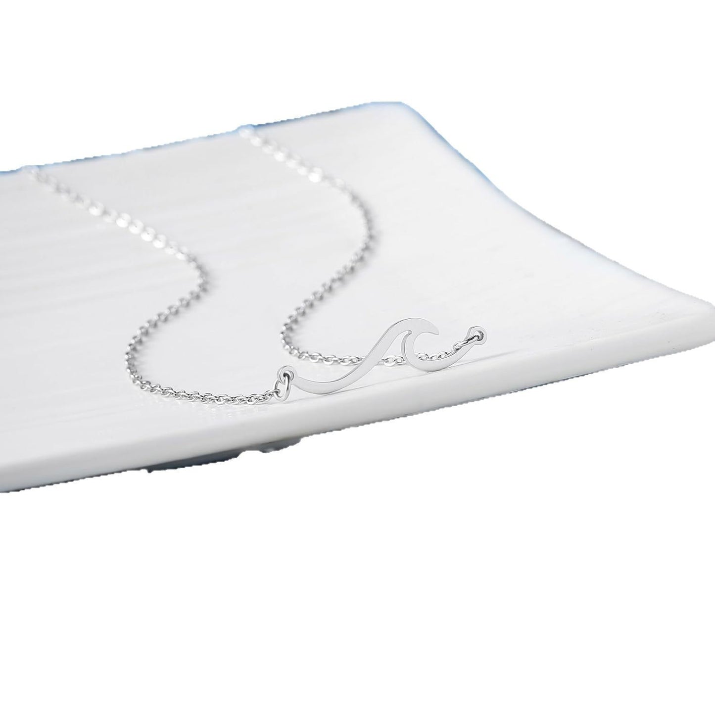 Sweet Plated Stainless Steel Wave Necklace Curb Chain Unisex Jewelry