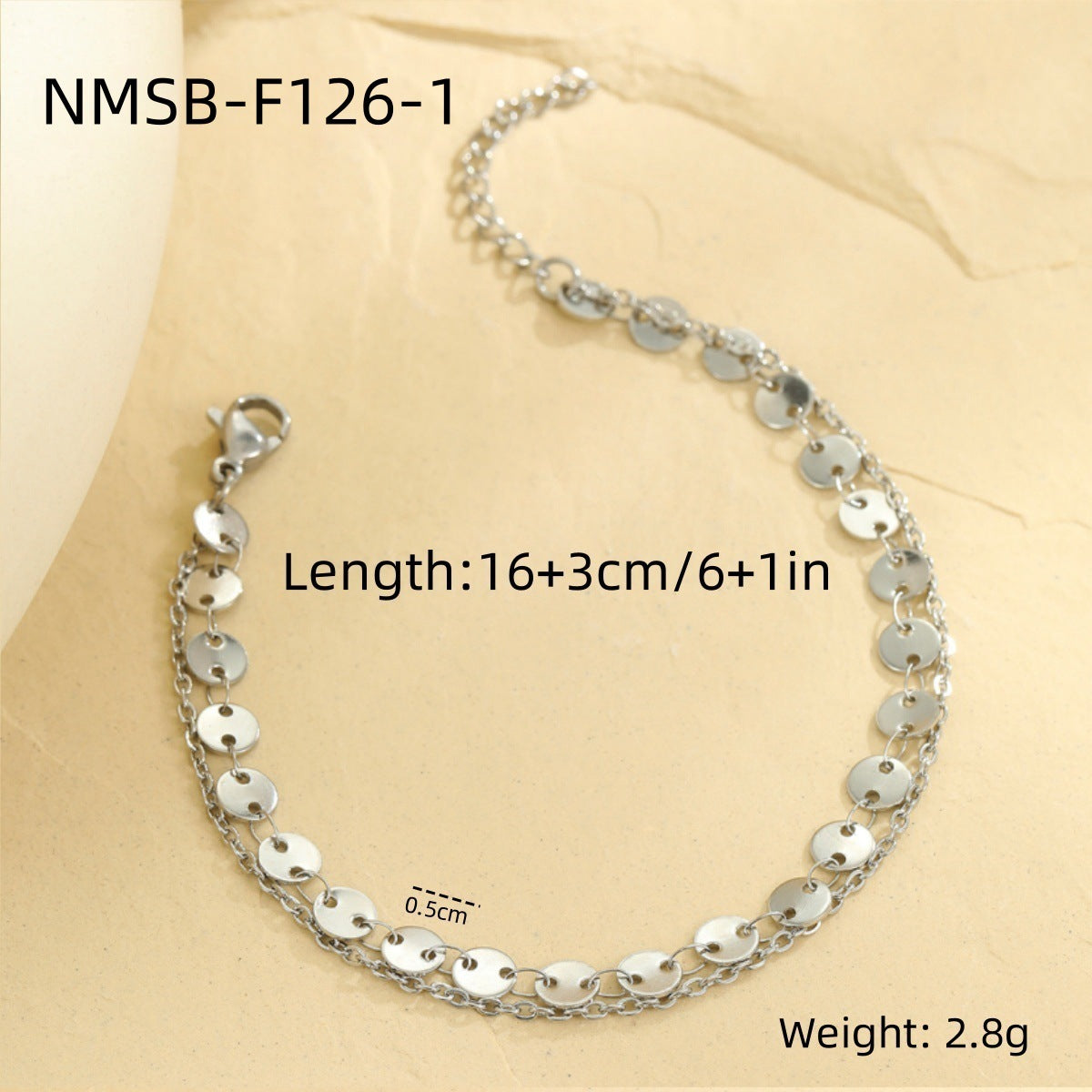 Vintage-Inspired Double-Layer Geometric Circle Bracelet for Women in Stainless Steel with Plated Finish