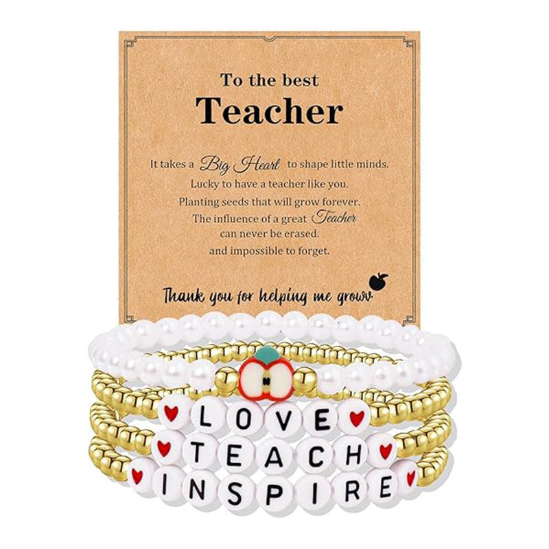 Fashion Unisex Letter Apple Resin Beaded Bracelet