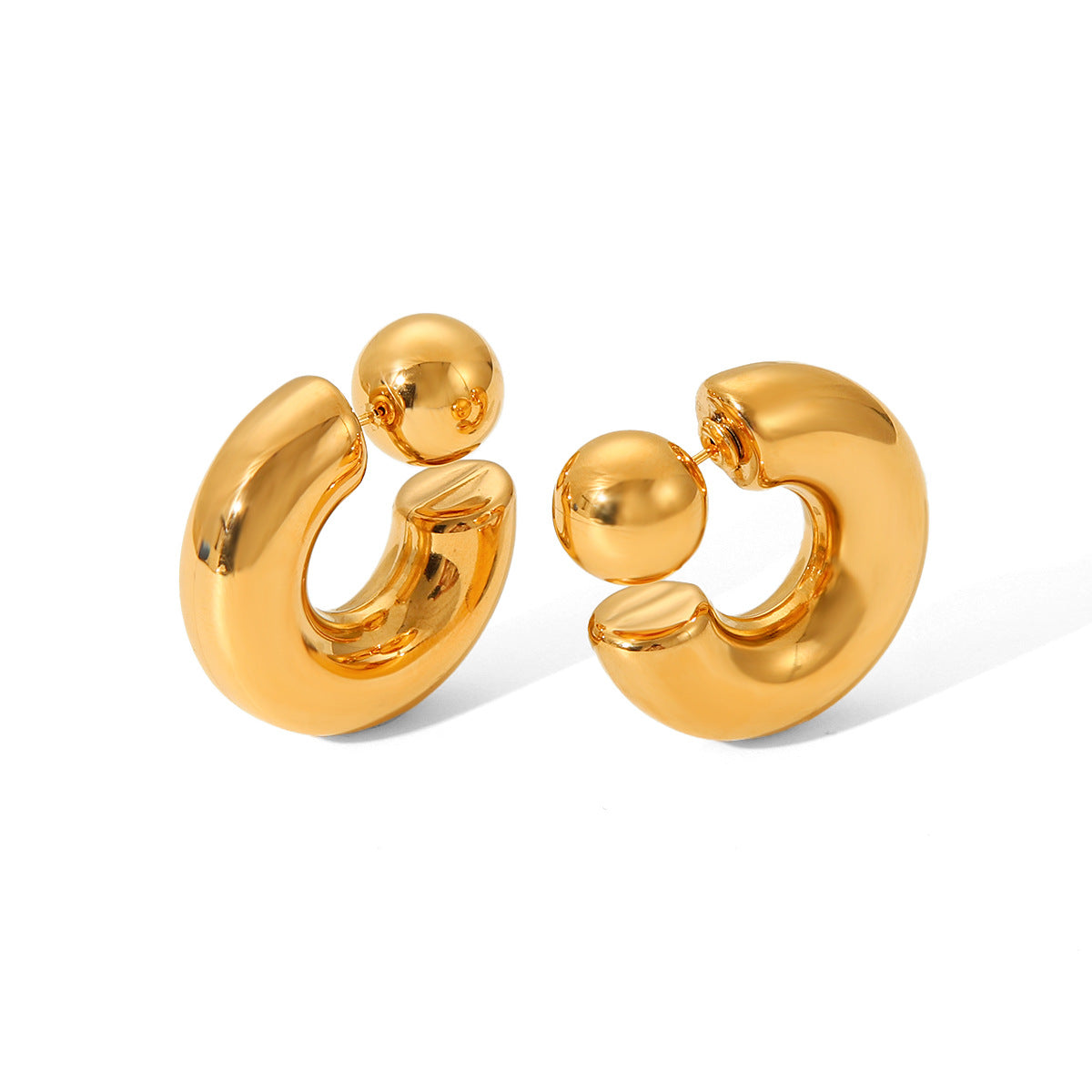 Minimalist Geometric Round Stainless Steel Stud Earrings with Plating Finish for Women