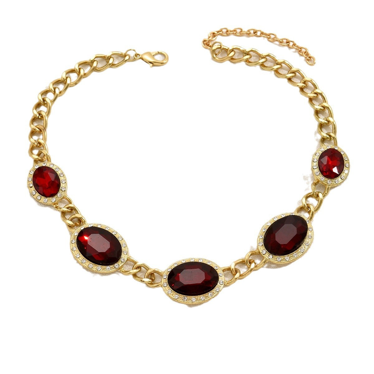 Collana con Ciondolo Esagonale a U a Rombo in Stile Geometrico da Donna Realizzata in Lega con Intarsio di Strass