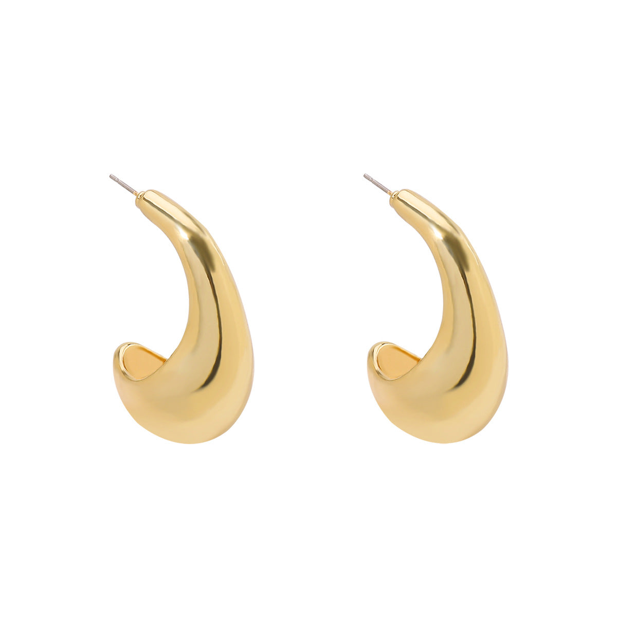 Pendientes minimalistas geométricos en forma de coma de aleación con acabado chapado para mujer