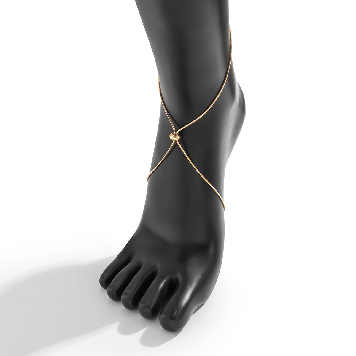 Minimalist Geometric Alloy Anklet for Women with Adjustable Square Snake Chain