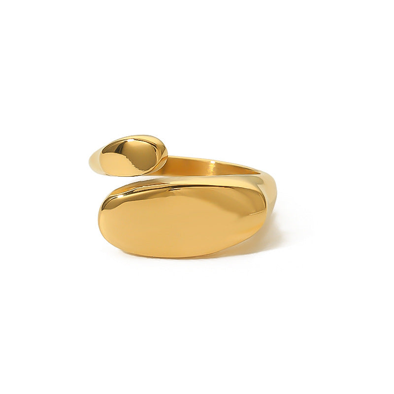 Minimalist Geometric Shaped Adjustable Opening Ring in Titanium Steel with 18K Gold Plating for Women