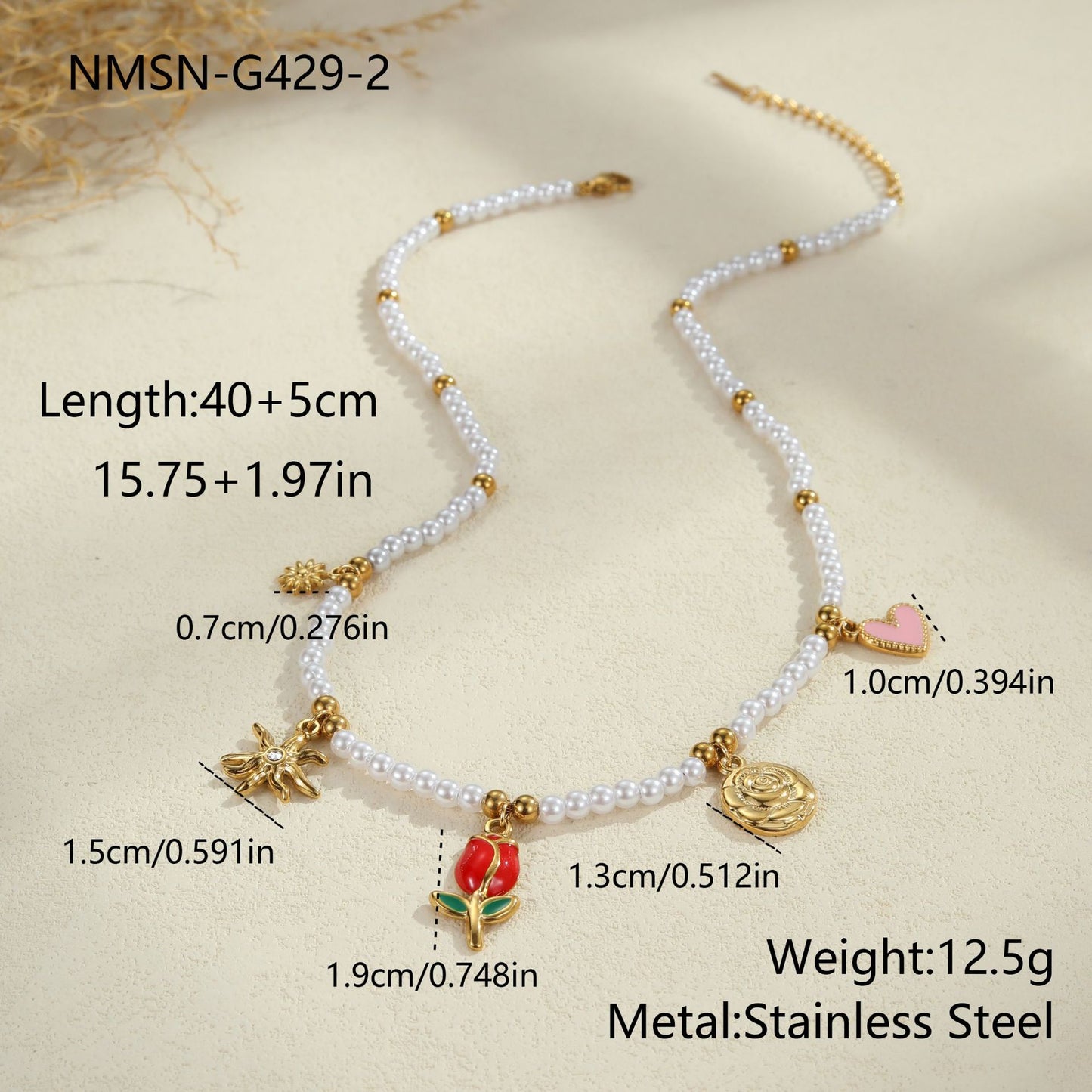 Collana pendente da donna alla moda minimalista a forma di cuore in acciaio inossidabile con finitura placcata