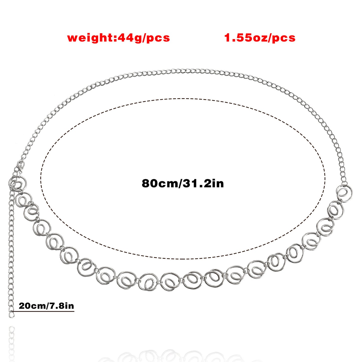 Punk Style Spiral Geometric Waist Chain for Women Made of Metal Adjustable Single Loop Fashion Accessory