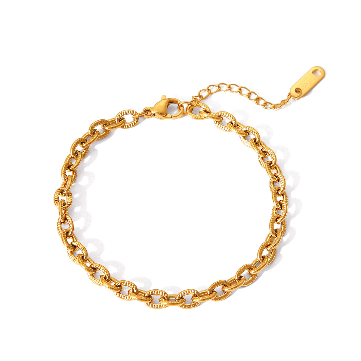 Minimalist Geometric Stainless Steel O-Chain Bracelet with 18K Gold Plating and Titanium Steel Accents