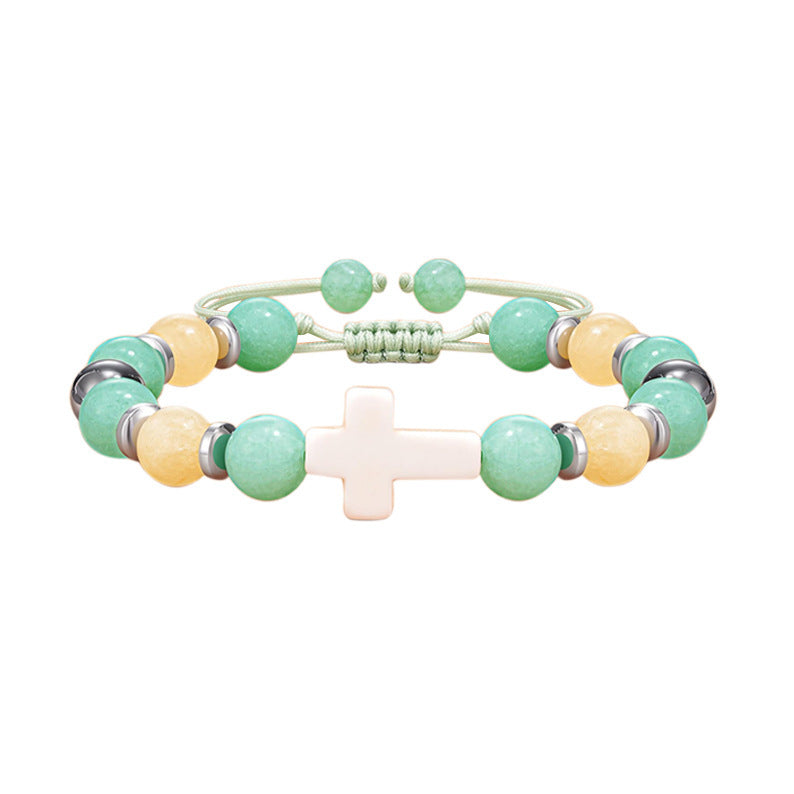Minimalist Natural Agate Geometric Braided Bracelet Unisex
