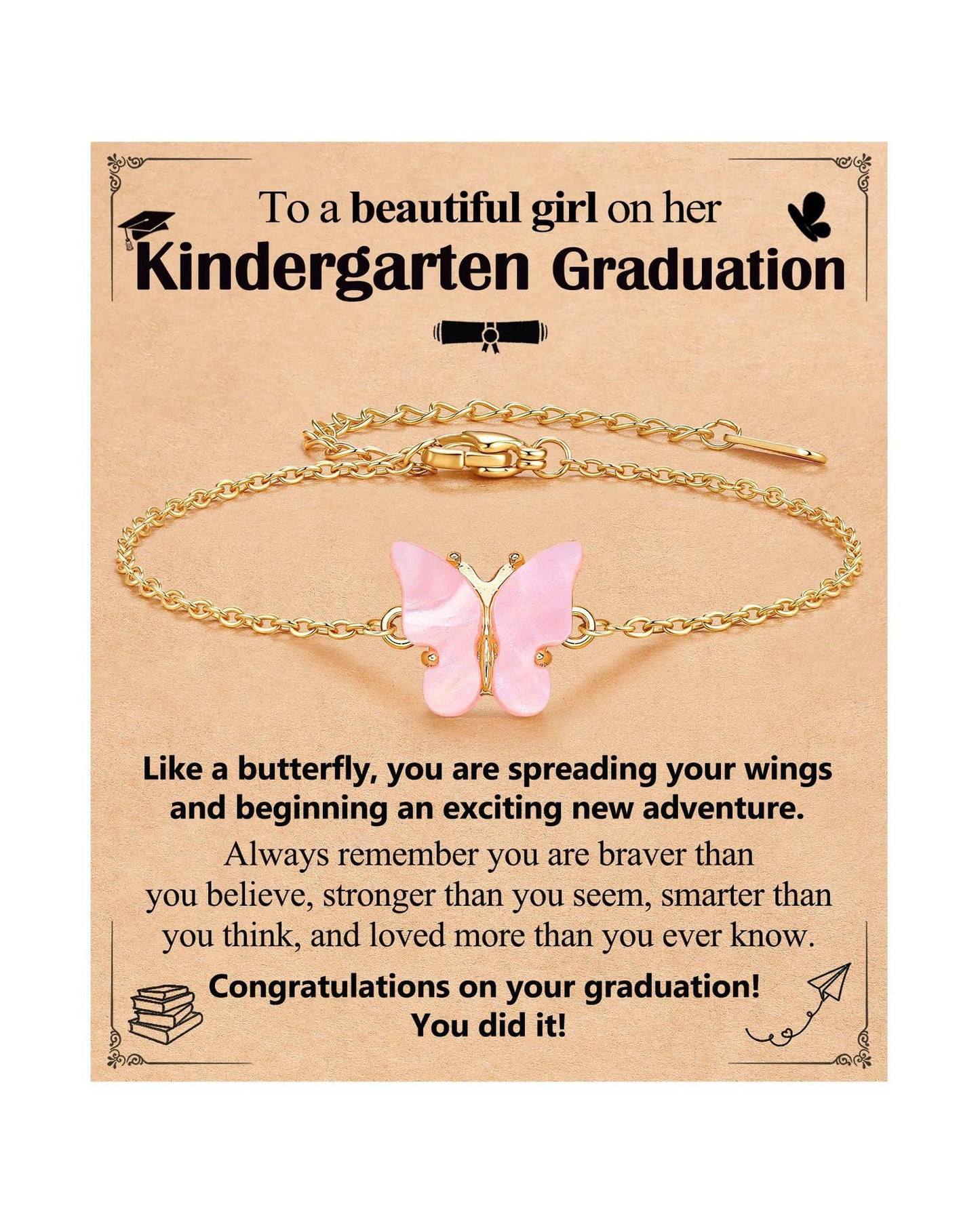 Minimalist Pink Butterfly Alloy Bracelet for Women Adjustable Gold Chain Animal Charm