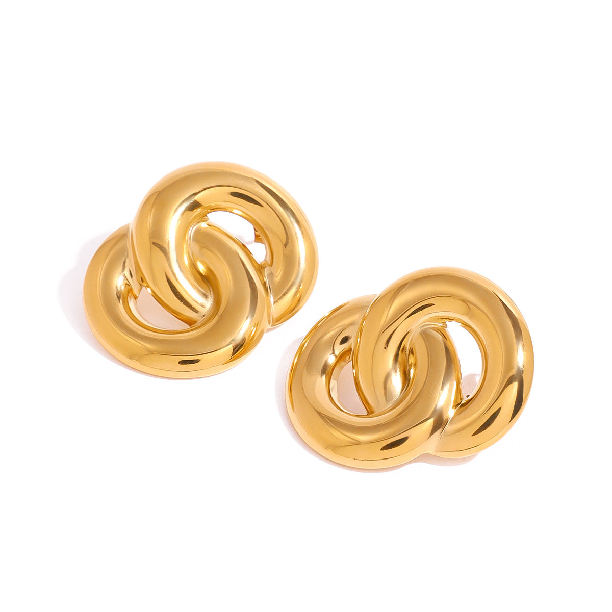 Orecchini "Old Money Style" placcati oro 18 carati in acciaio inossidabile, geometrici a doppio cerchio, esagerati, unisex, gioielli moda per pendolari