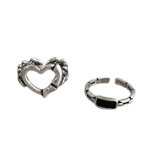 Vintage Minimalist Heart Geometric Plated Alloy Ring