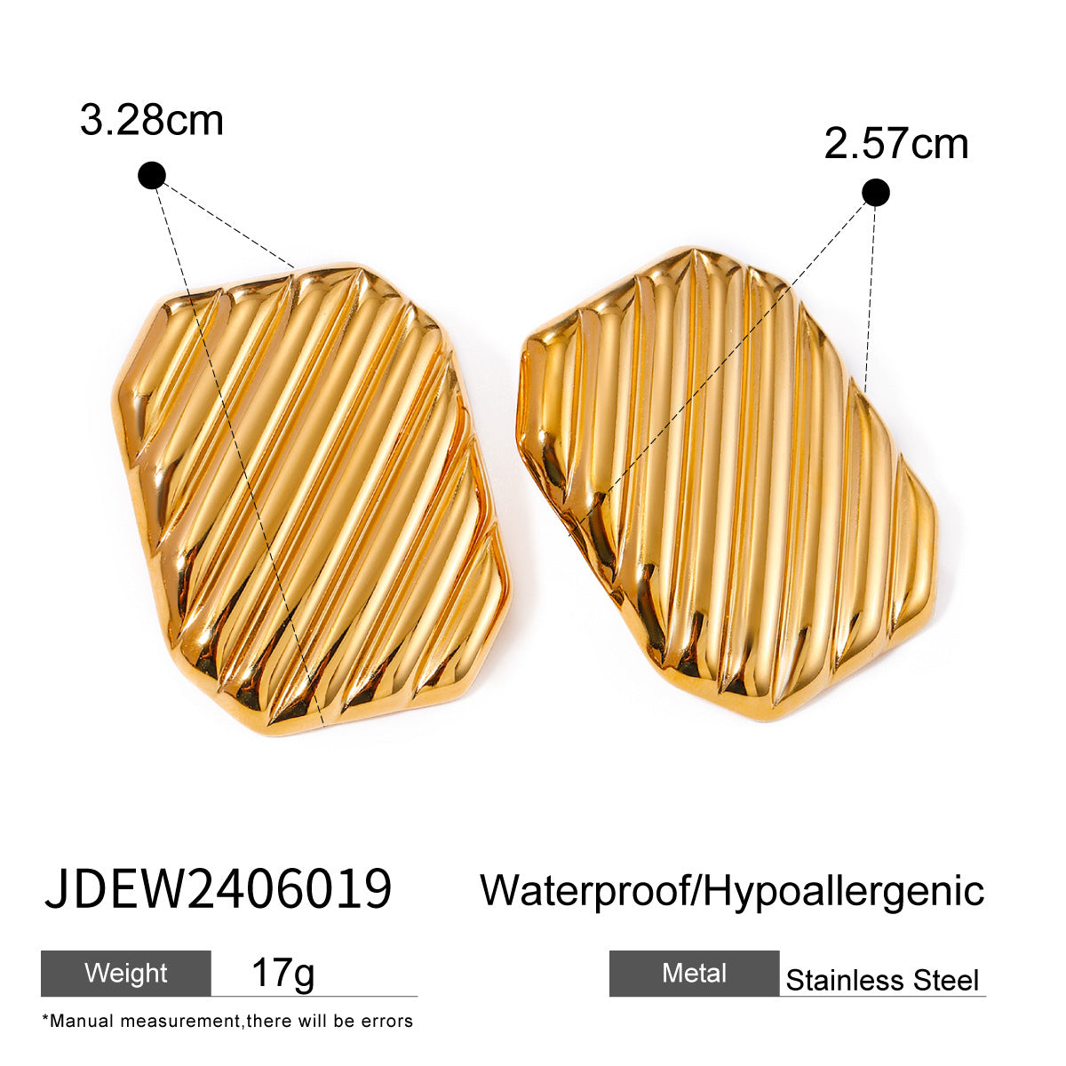 Pendientes de Acero Inoxidable Geométricos de Moda con Textura Ondulada y Acabado Chapado para Mujer