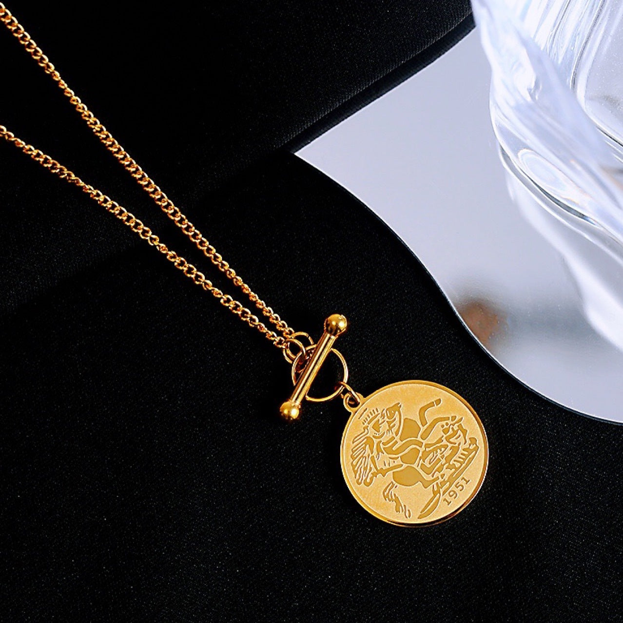 Hip-hop Round Plated Stainless Steel Pendant Necklace for Unisex