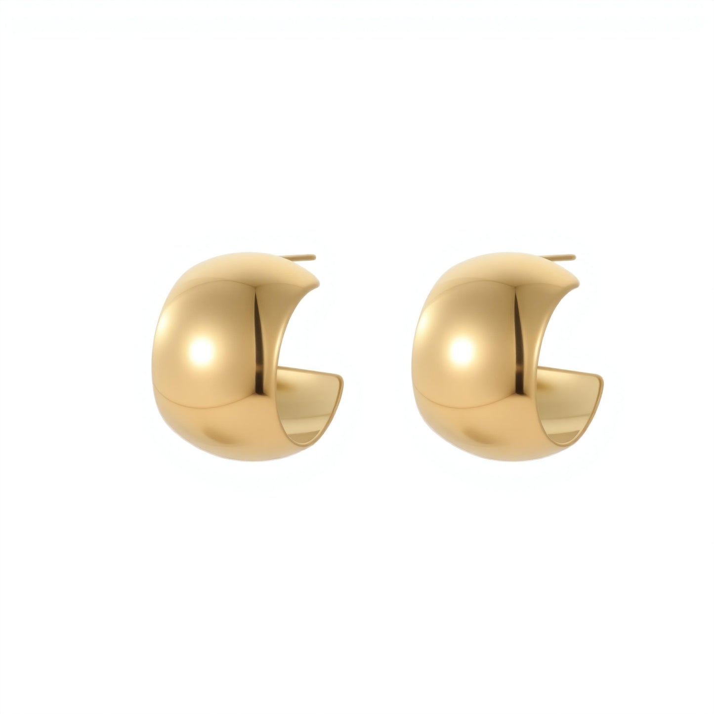 Orecchini da donna in acciaio inossidabile placcato oro 18 carati con forme geometriche minimaliste, cerchio a C lucido, gioielli di lusso