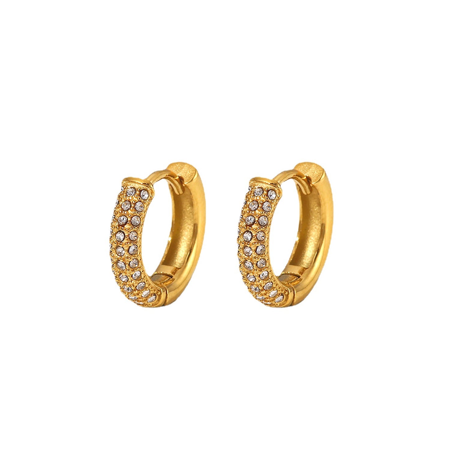 Pendientes de circonita con forma geométrica estilo INS en acero inoxidable chapado en oro de 18 quilates para mujer