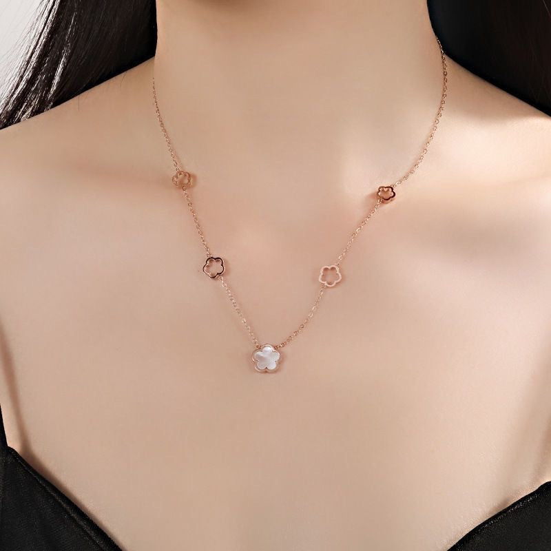 Elegant Floral Titanium Steel Plated Necklace for Women