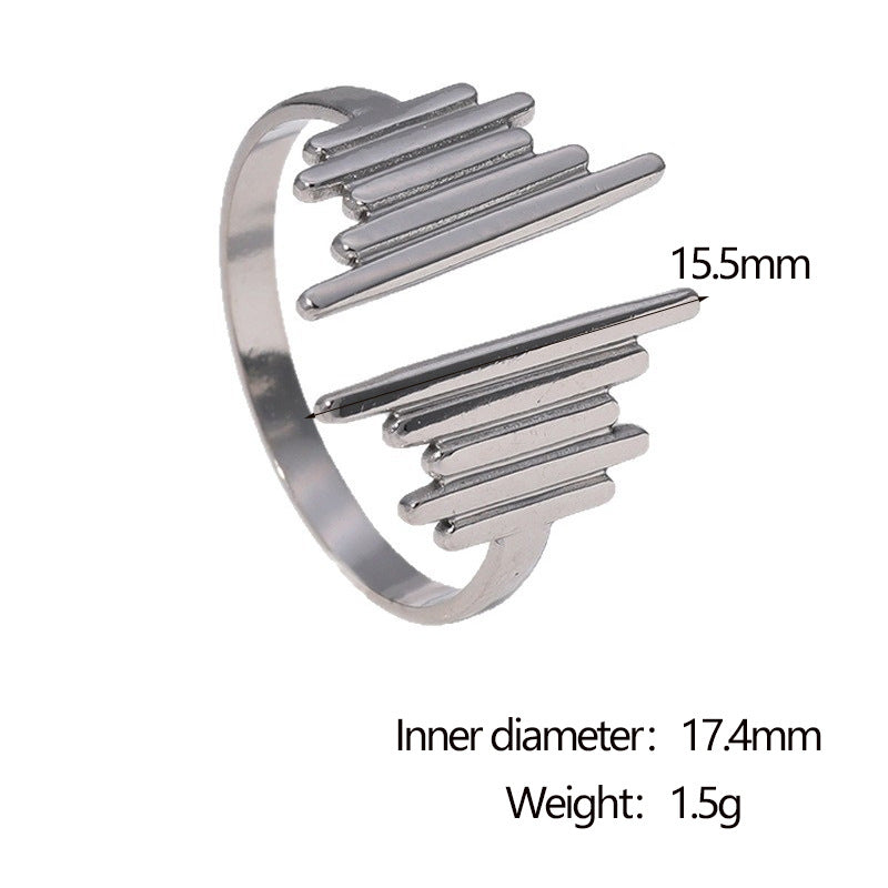 Anello da donna in acciaio inossidabile geometrico minimalista con placcatura in oro 18 carati e fascia aperta regolabile