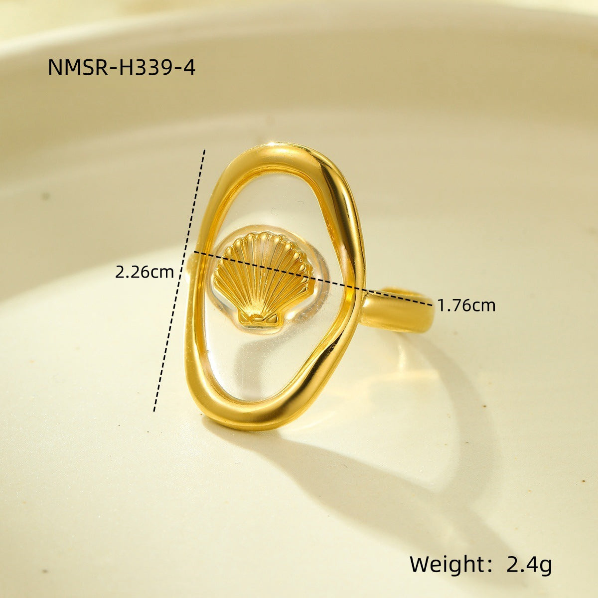 Light Luxury Floral-Shaped Stainless Steel Ring for Women with Epoxy Resin Preserved Flowers and Plated Finish