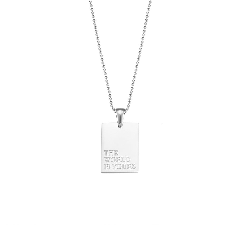 Collana con Pendente Quadrato Minimalista in Acciaio Inossidabile Placcato Oro 18K