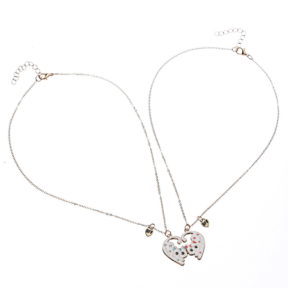 Cartoon Character Pendant Necklace for Kids in Zinc Alloy with Enamel Finish, Lightweight Luxury Style Cross Chain for Girls Aged 3-10+
