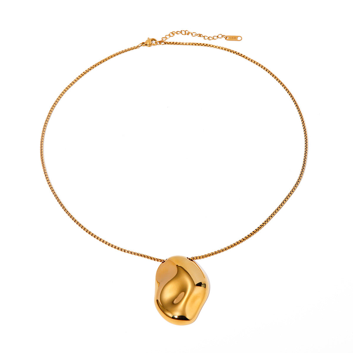 Minimalist 18K Gold Plated Irregular Hammered Stainless Steel Snake Chain Necklace