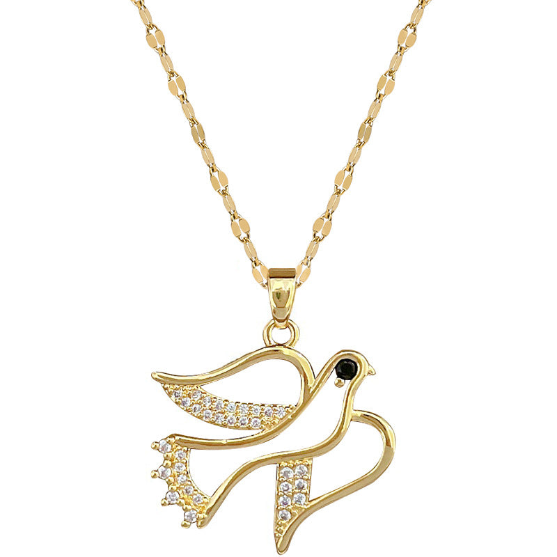 Collar Minimalista de Acero de Titanio con Forma de Mariposa e Incrustaciones de Pedrería para Mujeres y Hombres, Delicada Cadena para Clavícula