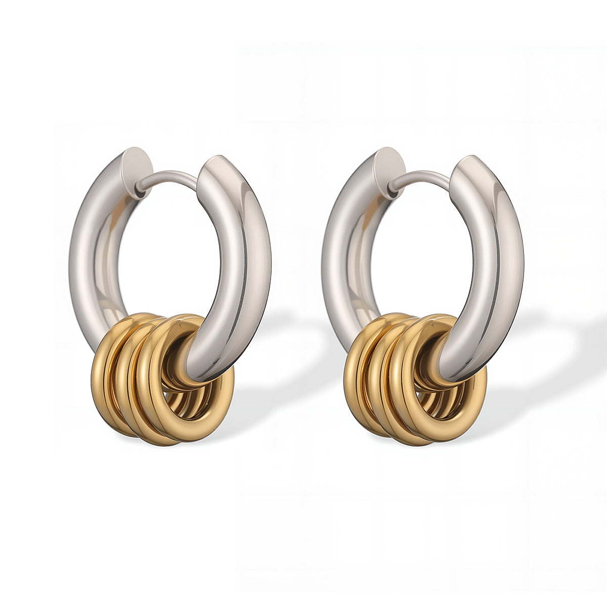 Minimalist Geometric Stainless Steel Hoop Earrings with 18K Gold Plating for Women