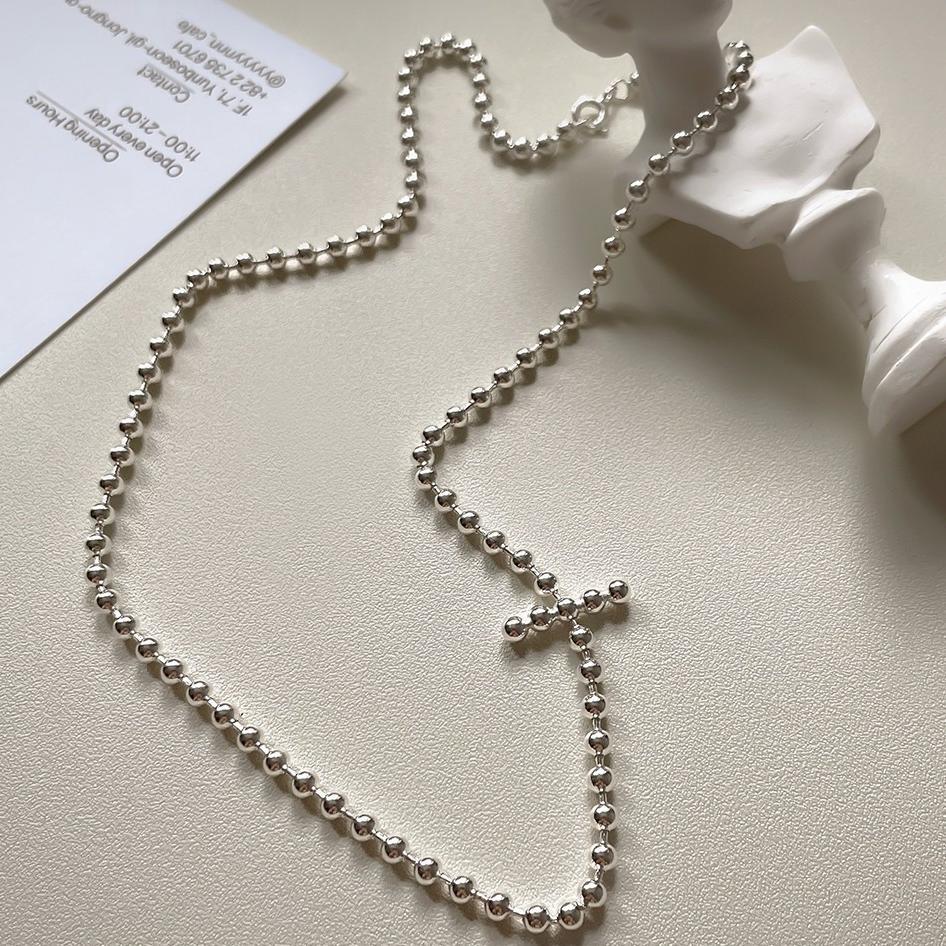 Minimalist 925 Sterling Silver Round Ball Chain Necklace