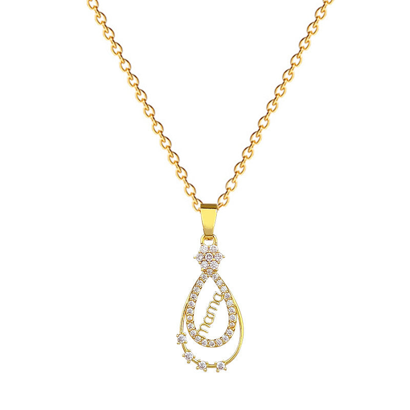 Collar con Colgante de Gota de Agua Estilo Dibujo Animado para Mujer, Cadena de Acero Inoxidable Minimalista con Camafeo y Detalles Completos de Diamantes de Imitación