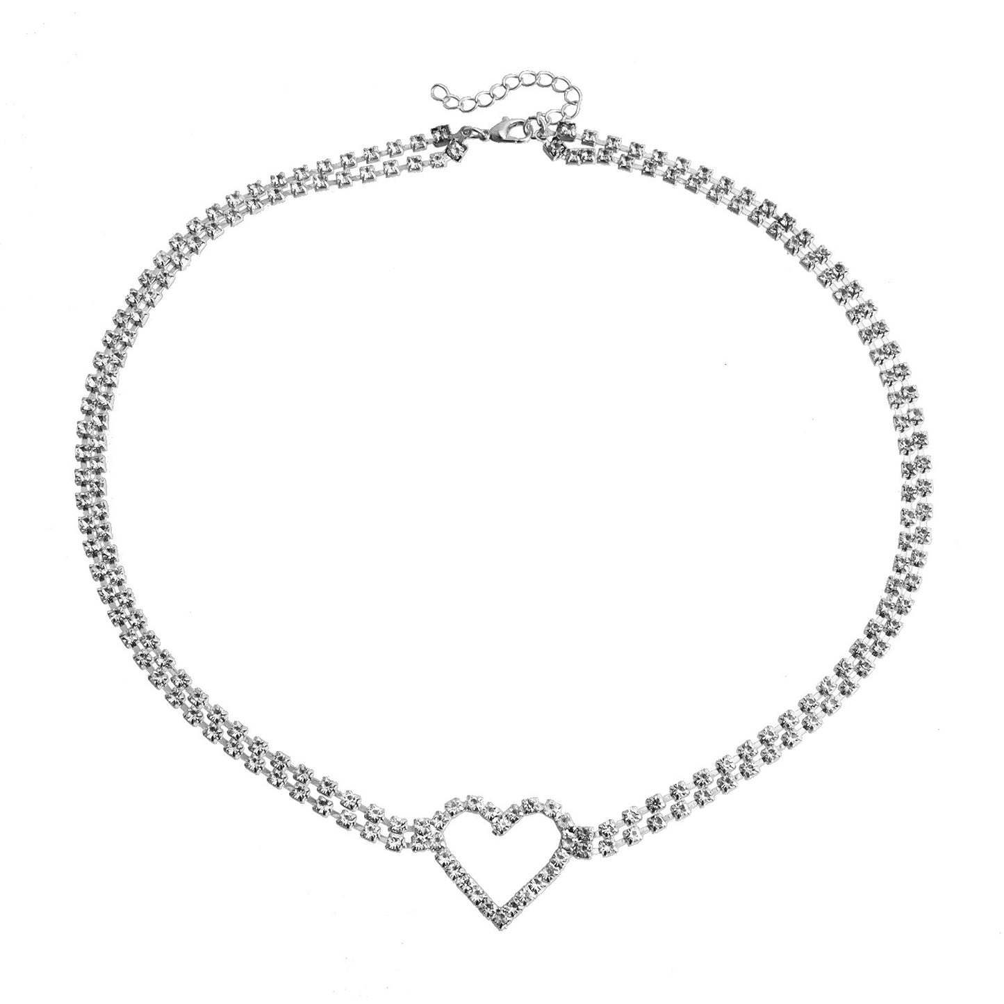 Minimalist Double-Layer Heart-Shaped Alloy Anklet with Prong-Set Rhinestone Accents for Women