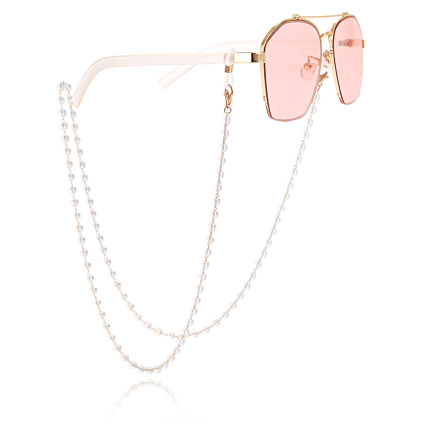 Casual Geometric Alloy Chain with Pearl and Crystal Inlay for Mask and Glasses