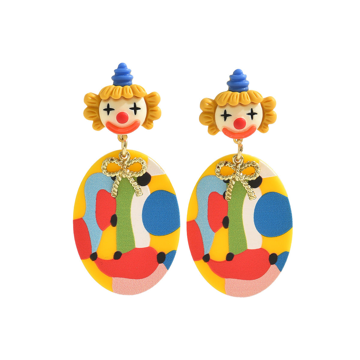 Minimalist Cartoon Character Bowknot Stud Earrings for Women with Eco-Friendly Plated Stainless Steel Posts