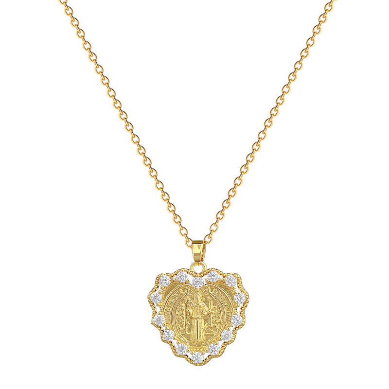 Collana Minimalista a Cuore in Acciaio al Titanio con Intarsio Completo di Strass per Donna, Delicata Catena alla Clavicola