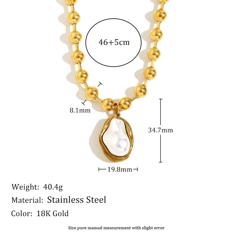 Fashion Baroque Pearl Bracelet with Stainless Steel Beads and 18K Gold Plating for Women